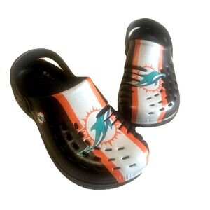 Foco Miami Dolphins NFL Team Clog Slide Black Lightweight Sandals Mens 9-10 Flaw